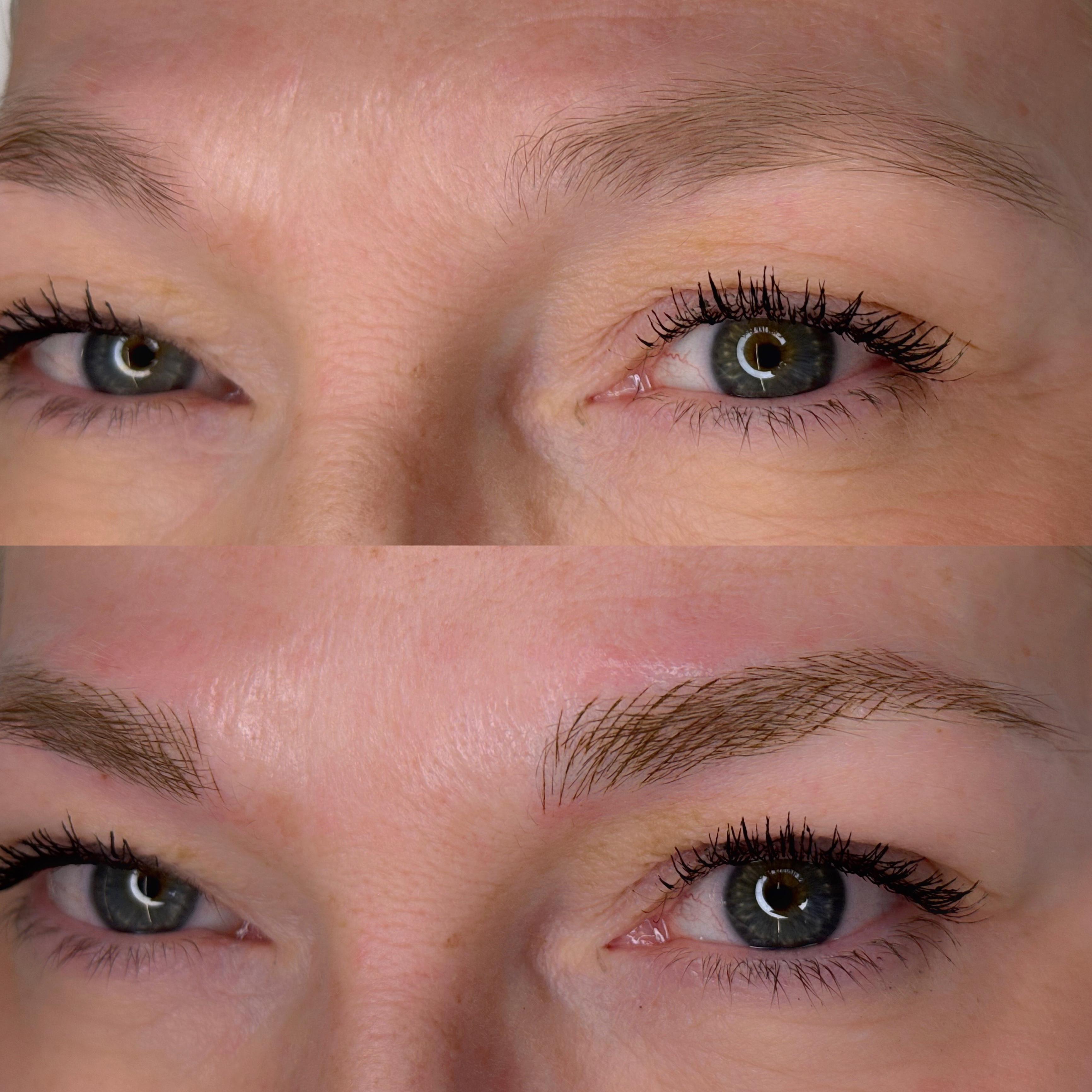 Before and after microblading