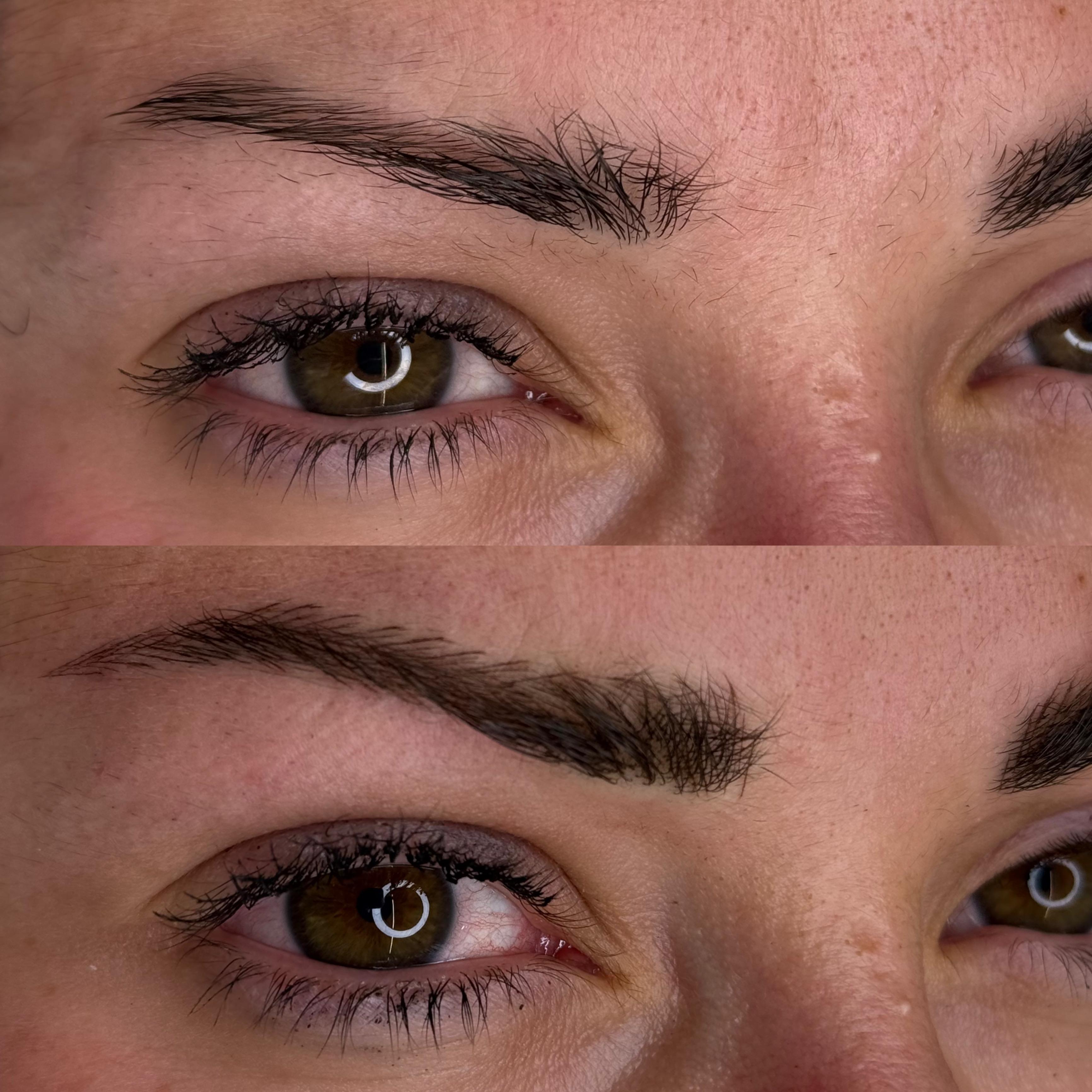 Before and after microblading